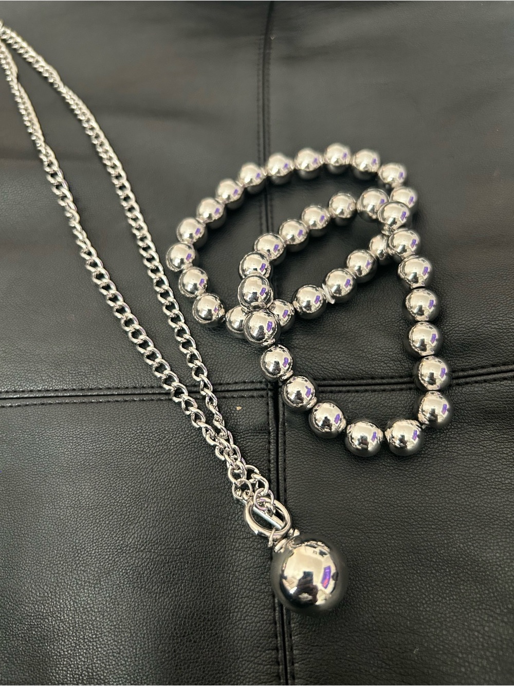 Silver Beaded Stretch Bracelet - Women's Accessory